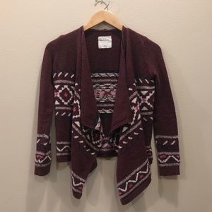 Abercrombie Burgundy Patterned Cardigan
